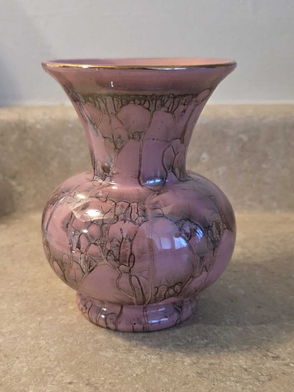 Decorative Pink Marbled Ceramic Vase
